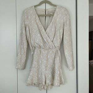 Line & Dot Monroe White Sequin Romper size Small